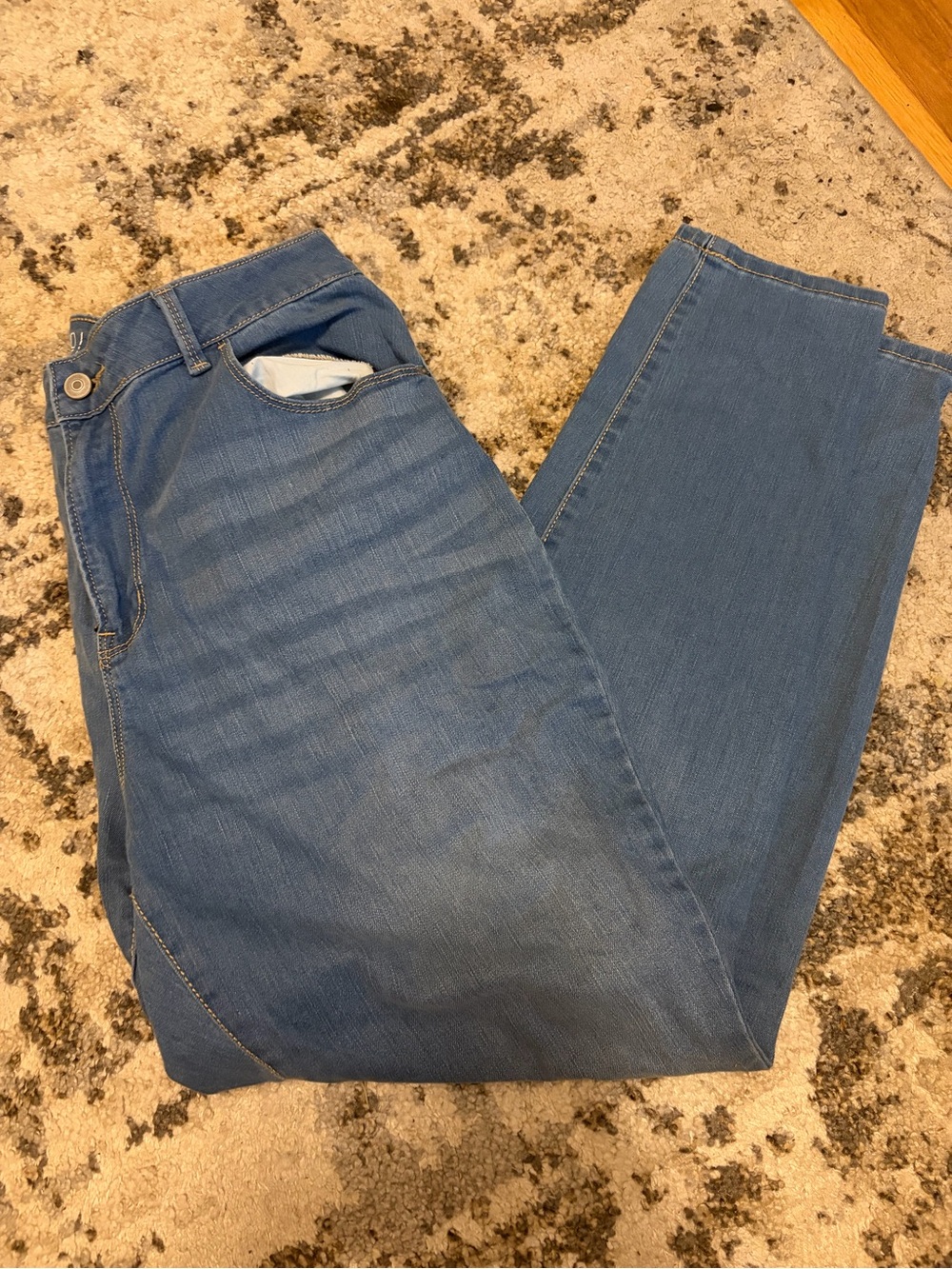 No Boundaries Blue Denim Jeans with Tan Stitching